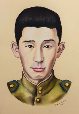 Ада-чурттуң Улуг дайынының киржикчизи тыва эки турачы Базыр Монгуш Айыжы оглунуң портреди