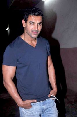 Abhishek's screening of 'Bol Bachchan' for John Abraham 02.jpg