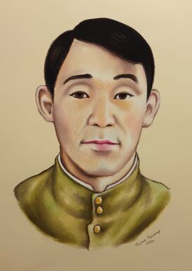 Ада-чурттуң Улуг дайынының киржикчизи Дакпай Кужугет Калчан-оол оглунуң портреди. Автору: Радомир Балган, 2024 ч.